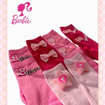 Носки Kawaii Barbie Удобные дышащие Носки до середины икры с милым галстуком-бабочкой из аниме, впитывают пот, спортивные носки Y2k