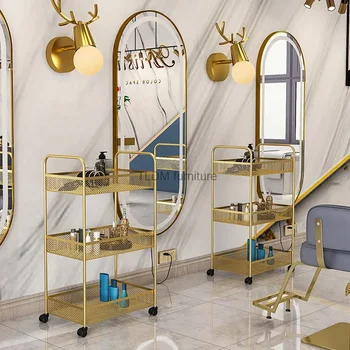 Тележка для инструментов из золотистого металла, косметическая и эстетическая Вспомогательная тележка на колесиках для хранения Carrito Auxiliar Salon Furniture MQ50TC