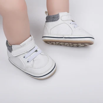 Кроссовки для новорожденных девочек и мальчиков из искусственной кожи с противоскользящей мягкой подошвой, обувь для первых ходунков для малышей