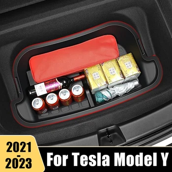 Для Tesla Модель Y 2021 2022 2023 Автомобильный TPE Задний багажник Нижний ящик для хранения Кейс Контейнер Органайзер для багажа Многофункциональный