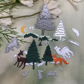 Рождественские елочные животные Штампы для резки металла, трафареты для тиснения бумажных карточек в альбоме для скрапбукинга 