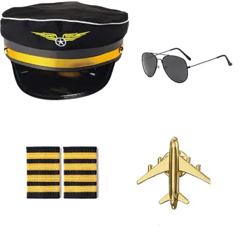 Шляпа капитана авиакомпании PESENAR, аксессуар для костюма пилота с солнцезащитными очками-авиаторами для взрослых и подростков, вечеринка капитана на Хэллоуин 