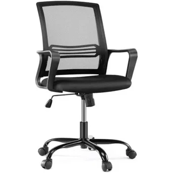 Сетчатый стул JHK Mid High, Классический, Черный, Эргономичный Дизайн, Прочное Шасси, Гарантия безопасности, Компьютерное Кресло, Офисная Мебель