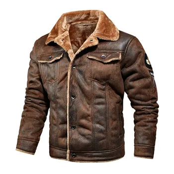 2023 Мужская осенне-зимняя новая куртка оверсайз плюс бархатная толстая кожаная куртка молодежной моды из искусственной кожи, пальто размера M-4XL