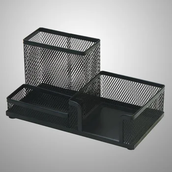 Настольный органайзер из металлической сетки, настольный контейнер, держатель ручки, кейс для хранения канцелярских принадлежностей (черный)