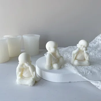 Силиконовые формы 3D Monk, сделай сам, Креативная ароматическая свеча, Гипсовая форма для украшения автомобиля, мыло ручной работы, эпоксидная смола, форма для домашнего декора
