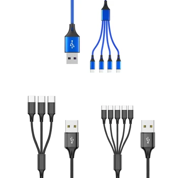 Мультикабель для зарядки Мульти USB-кабель с нейлоновой оплеткой 3/4/5 в 1 Множественный