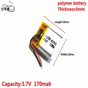 Литровая энергетическая батарея 3,7 В 170 мАч 601818 Литий-Полимерная LiPo Аккумуляторная Батарея Для Mp3 наушников PAD DVD bluetooth камеры