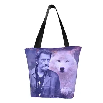 Сумка-тоут Johnny Hallyday с милым принтом, прочная холщовая сумка для покупок на плечо французской певицы рок-музыки.