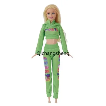Зеленый укороченный топ и брюки 1/6 BJD Кукольная одежда для Барби Платье принцессы Толстовки Брюки 11,5 