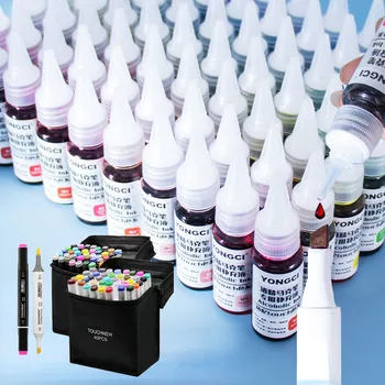 168 Цветов Полный комплект Чернил Mark Pen для пополнения запасов черной маслянистой краски Touch Artist Акварельная ручка для рисования Запасные части для заправки