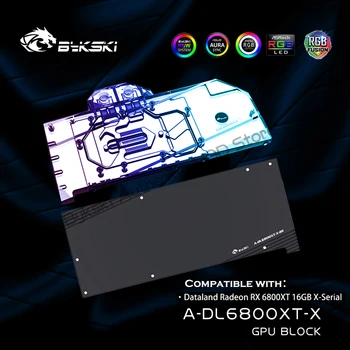 Водяной блок графического процессора Bykski A-DL6800XT-X для видеокарты PowerColor Radeon RX 6800 XT 16GB X-Serial VGA с системой жидкостного охлаждения задней панели