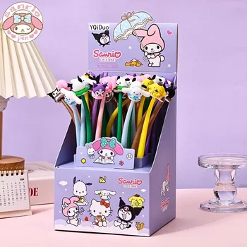 Новые Гелевые ручки Sanrio 24 / 48шт, Hello Kitty, Креативные Декомпрессионные Канцелярские принадлежности, Гладкая 0,5 мм Черная Милая Подарочная ручка высокой стоимости