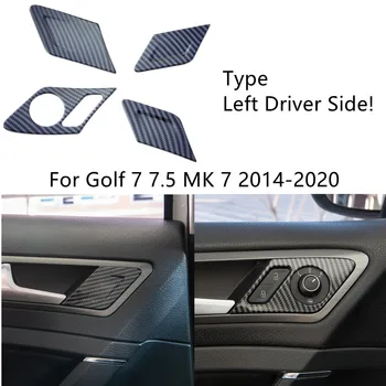Отделка панели внутренней дверной ручки автомобиля для Golf 7 7.5 MK 7 2014-2020 Панель кнопки блокировки дверного сиденья из углеродного волокна