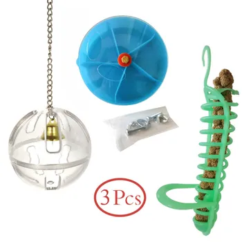 Игрушки для домашних птиц, коробка для корма, мяч для кормления, устройство для кормления попугаев, игрушки для кормления попугаев, набор из 3 предметов