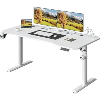 Электрический письменный стол 63 дюйма, стол для учебы, белый стол, компьютерные столы 63 X 24 дюйма, мебель для чтения, игр