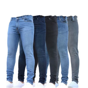 Мужские джинсы с набивкой, узкие джинсы, брендовая джинсовая ткань Super Skinny 2023, Новый стиль мужской одежды