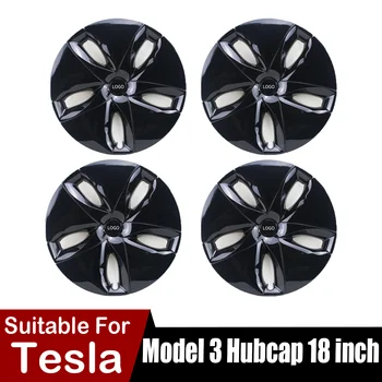 4ШТ Колпачок Колеса Для Tesla Model 3 18-Дюймовый Колпачок Ступицы Высокопроизводительные Сменные Колпачки Полная Крышка Обода Крышка Ступицы Колеса 2017-2023