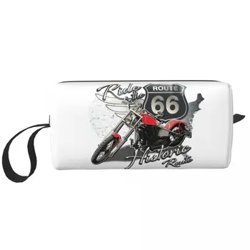 Travel Route 66 Дорожная сумка для туалетных принадлежностей для поездок на мотоцикле Портативный Американский дорожный косметический органайзер для хранения косметики Dopp Kit Box
