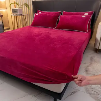 Покрывало для кровати Защитное покрытие для матраса из 100% хлопка, простыня с эластичными лентами, Нескользящие регулируемые наматрасники для кровати