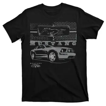 Mustang with Grill Классическая Американская Футболка Muscle Car, Новая Летняя футболка из 100% хлопка С Круглым вырезом и коротким рукавом, Повседневная Мужская футболка, Размер S-3XL