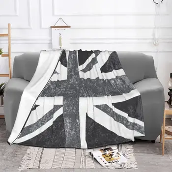 Винтажные одеяла с флагом Соединенного Королевства в оттенках серого, Фланелевый Принт, Великобритания, Многофункциональные мягкие Одеяла для кровати, Покрывало для автомобиля
