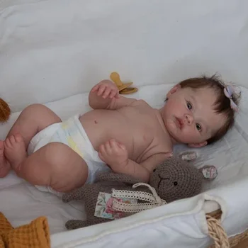 18-дюймовая виниловая кукла-Реборн для всего тела Размером с новорожденного ребенка Meadow, реальное изображение, ручная работа, видны вены от корней волос на руках