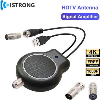 Усилитель антенны цифрового ТВ HDTV VHF/UHF 170-240/470-862 МГц 32dBi Усилитель сигнала с высоким коэффициентом усиления, Совместимый с 720p/1080i/1080p/4K
