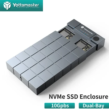 Док-станция для автономного клонирования Yottamaster с двумя отсеками M.2 NVMe Cloner Duplicator 10 Гбит/с с возможностью горячей замены корпуса SSD-накопителя USB C на NVME