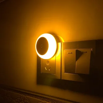 Умный настенный светильник с датчиком от заката до рассвета для ванной комнаты, спальни, домашней кухни, коридора, Энергосберегающий светодиодный Круглый белый ночник с ЕС-вилкой