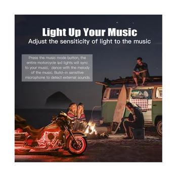 8 шт. Комплект светодиодных ламп для мотоциклов с подсветкой, управление приложением, многоцветный комплект светодиодных ламп для мотоциклов с RGB-полосами