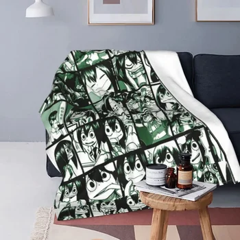 Аниме Одеяло Tsuyu Asui Флисовое Зимнее Boku No My Hero Academia Academy Дышащее покрывало для кровати и путешествий Плюшевое тонкое одеяло