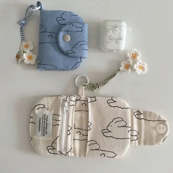 Милый кошелек-визитница для девочек, портативная маленькая женская сумочка с брелоком, Многослойная холщовая сумка для хранения монет, сумка в корейском стиле.