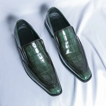Мужские оксфорды в британском стиле, модные кожаные туфли в зеленую клетку для мужчин, модельные туфли, деловые мужские официальные туфли, Social Masculino