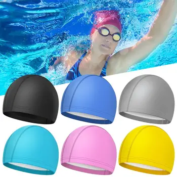 Водонепроницаемые шапочки для плавания с высокой эластичностью свободного размера для взрослых, защищающие уши, шапочка для бассейна, искусственная ткань