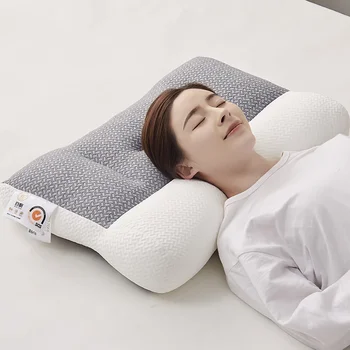 Ортопедическая хлопковая подушка Memory 48x74 см с медленным отскоком, Мягкие спальные подушки Memory Эргономичной формы для расслабления шейного отдела для взрослых