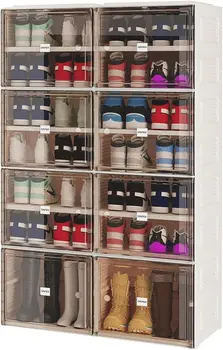 Шкаф для хранения обуви Dripex 7 ярусов на 28 пар - Складная коробка для обуви с дверцами - Прочная и стабильная подставка для хранения обуви