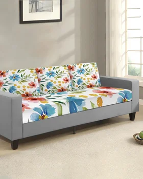 Акварельные цветочные и растительные узоры Чехлы для диванных подушек, чехол для сиденья дивана в гостиной, Эластичный чехол для дивана, защита мебели