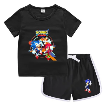 Летняя детская футболка с круглым вырезом Sonic 2023, Корейская повседневная модная нижняя рубашка, впитывающий пот костюм