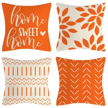 Оранжевые наволочки 18X18, набор из 4 домашних декоративных наволочек, наволочка для дивана, наволочка для дивана