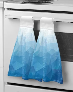 Треугольная Цветовая гамма Синий градиент Полотенце для рук в ванной Кухонные Впитывающие полотенца для рук На заказ Мягкое полотенце для вытирания рук