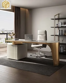 Роскошный рабочий стол, итальянский минималистичный компьютерный стол в стиле рок, современный минималистичный офисный стол, письменный стол высокого класса