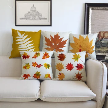Чехлы для подушек из канадского кленового листа, желтые осенние листья, декоративные подушки для дома, чехлы для подушек из хлопка и льна, чехлы для диванных подушек