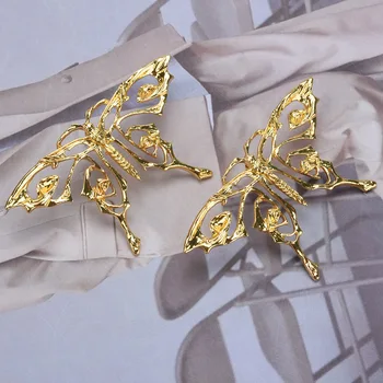 2023 Новые ZA Золотые Металлические Полые Серьги-бабочки, женские ювелирные изделия, Модные Простые Креативные винтажные Серьги в стиле панк, Аксессуары