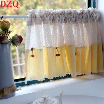 Французское кружево, Хлопчатобумажная ткань в стиле пэчворк, Короткие занавески для гостиной, Корейская Вишневая ткань для половинок штор для кухни # A415