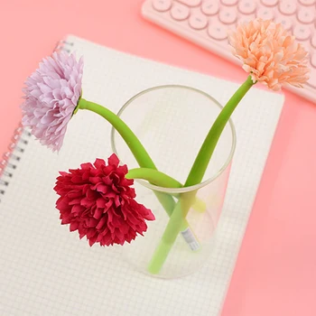 Случайный цвет Cute Kawaii Simulation Flowers Pen Офисные Школьные Принадлежности Канцелярские Принадлежности Креативная Милая Симпатичная Мягкая Силиконовая Ручка