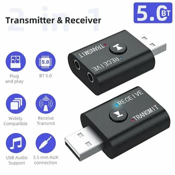 Bluetooth-Приемник Адаптер 2 IN1 Беспроводной Аудио 3,5 мм USB Aux Адаптер Автомобильный HIFI Аудио Беспроводной аудиоприемник 42*25*11 мм
