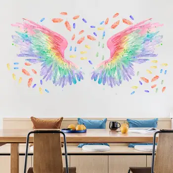 Наклейка на стену в кухне Яркого цвета, наклейка на стену в виде крыльев Ангела, украшение дома со съемной наклейкой, уникальное настенное искусство для стильного образа