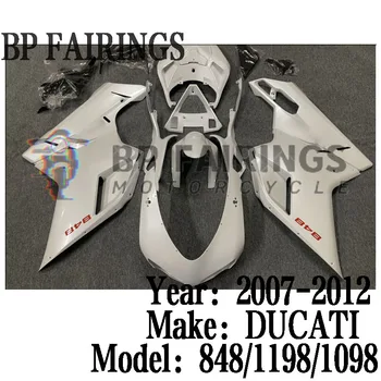 Для DUCATI 848 1098 1198 2007 2008 2009 2010 2011 2012 Новый ABS Мотоцикл Полный Кузов Комплект Обтекателей Красный Белый