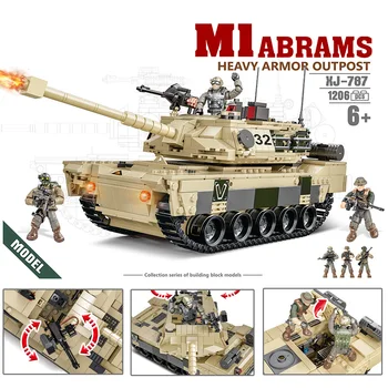 Современная Америка M1 Abrams Основной Боевой Танк Тяжелая Броня Аванпост Военная Модель Сборки Мега Блок WW2 Армейская Фигурка Кирпичная Игрушка